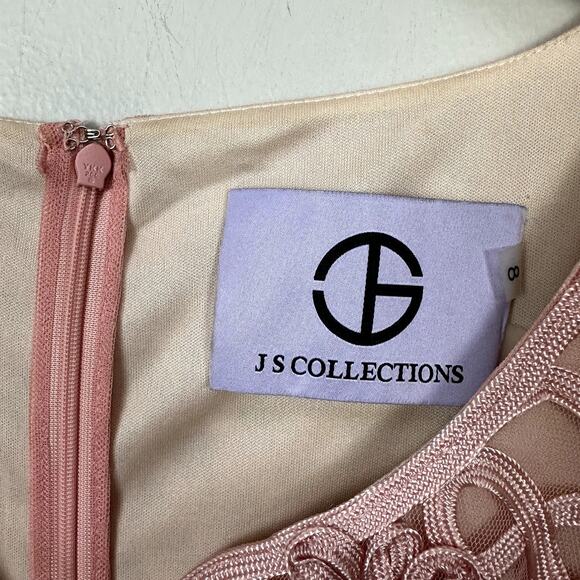 JS Collections Pink Soutache Embroider Sheath Dress 8 M Medium - Picture 7 of 10